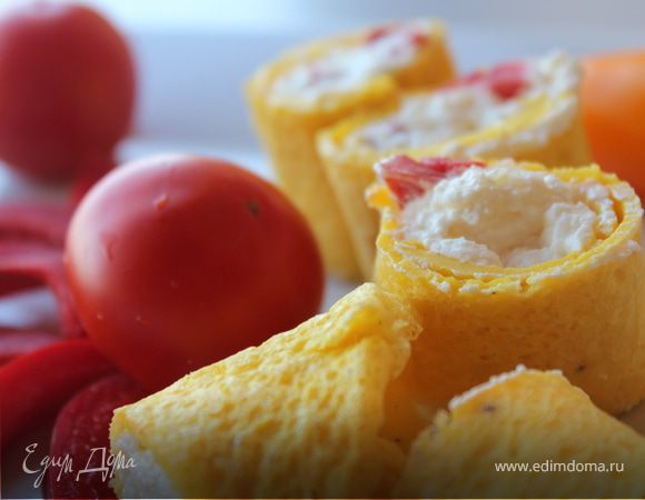 Яичные блинчики с творожной начинкой