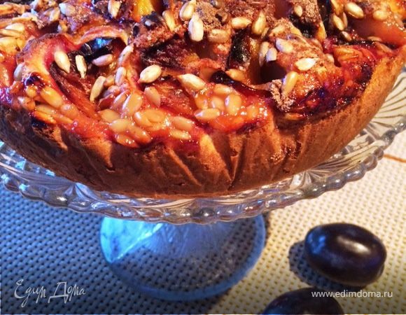 Сливовый пирог на йогурте с семечками Сливовый пирог на йогурте с семечками