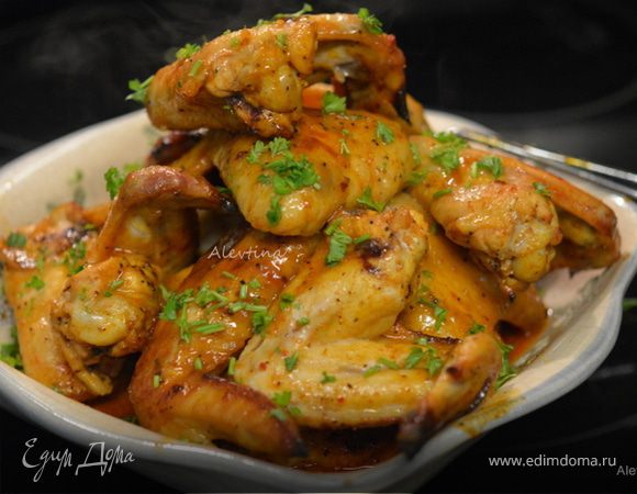Сладко-пряные куриные крылышки