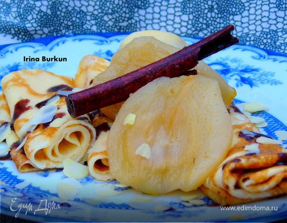 Блины с томлеными грушами