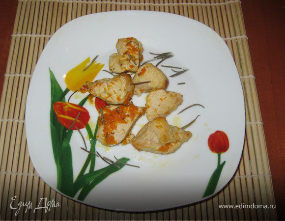 Запеченная курица с тыквой