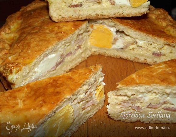 Пирог с беконом и яйцами Пирог с беконом и яйцами