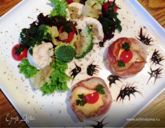 Перепелиные яйца в панчетте Перепелиные яйца в панчетте