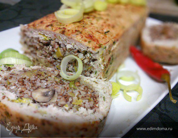 Гречневая каша с шампиньонами в мясном хлебце Гречневая каша с шампиньонами в мясном хлебце