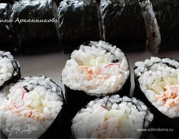 Роллы с крабовым мясом и семгой Роллы с крабовым мясом и семгой