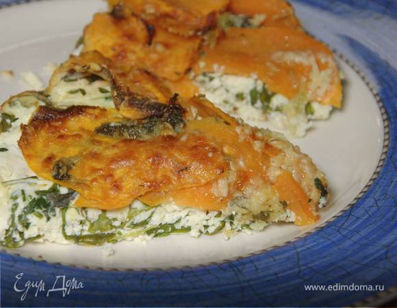 Запеканка из рикотты со сладким картофелем и шалфеем 