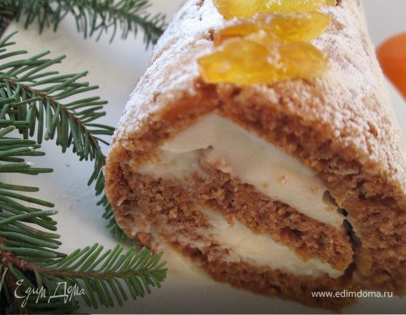 Имбирно-тыквенный рулет с маскарпоне Имбирно-тыквенный рулет с маскарпоне