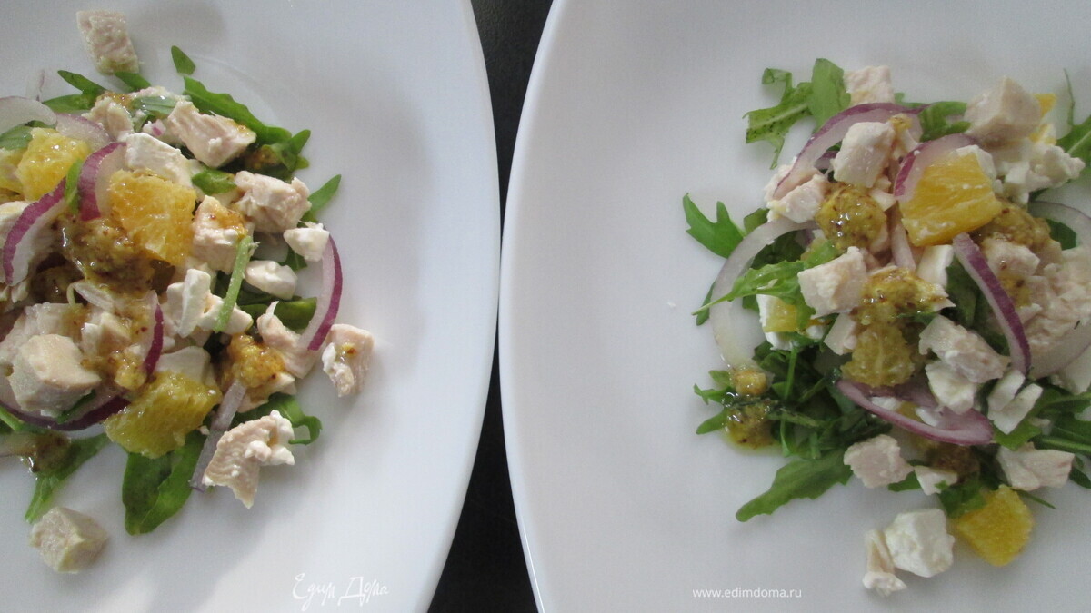 Куриный салат с апельсинами в остром соусе