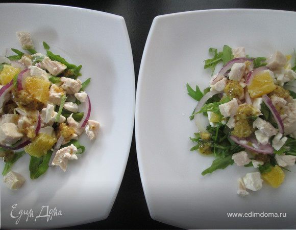 Куриный салат с апельсинами в остром соусе Куриный салат с апельсинами в остром соусе