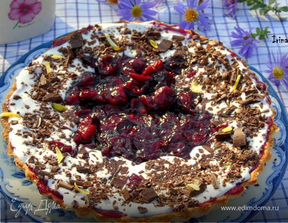 Сметанный тарт с вишней и вином Сметанный тарт с вишней и вином