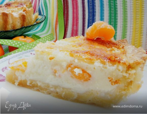 Пирог с мандаринами и йогуртовой заливкой на рубленом тесте