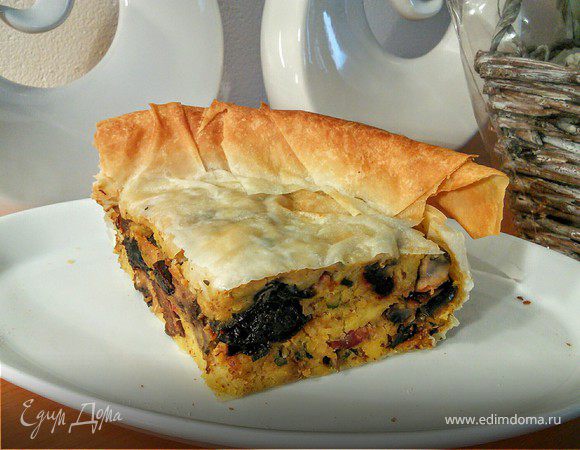 Картофельно-грибной торт с черносливом 