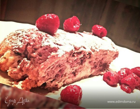 Быстрое творожное суфле с малинкой