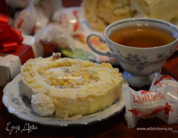 Торт-рулет "Рафаэлло" Торт-рулет "Рафаэлло"