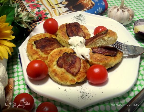 Несладкие сырники с беконом Несладкие сырники с беконом