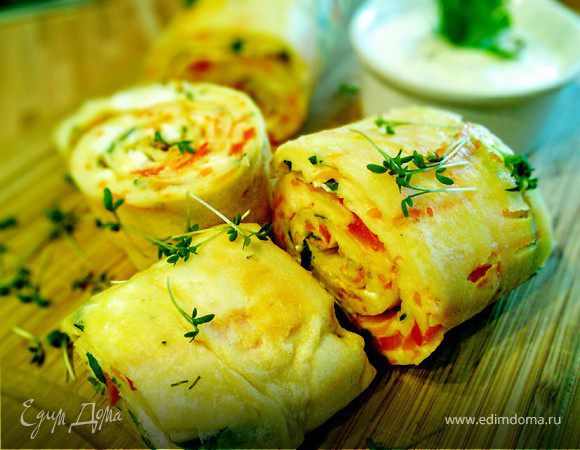 Блин, запеченный в духовке с овощами 