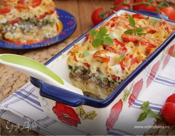 Макаронная запеканка с фасолью