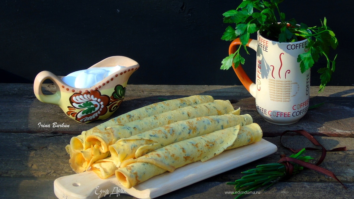 Блины на ряженке с зеленью