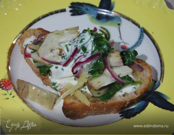 Артишоки со шпинатом на тостах Артишоки со шпинатом на тостах