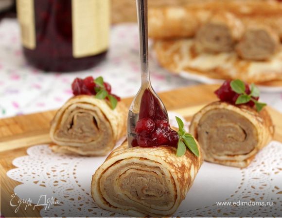 Блины с  муссом из утиной печени