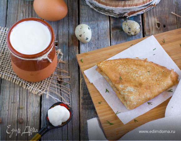 Блины с белыми грибами и картофелем