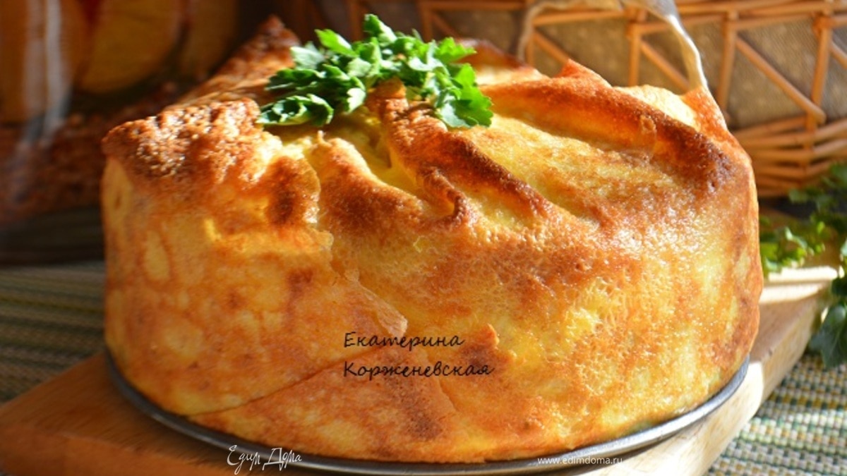 Блинный пирог с грибами и сыром