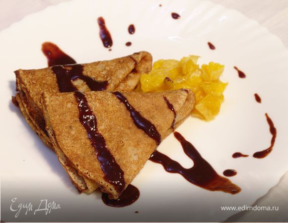  Ореховые блинчики с апельсинами под шоколадным соусом