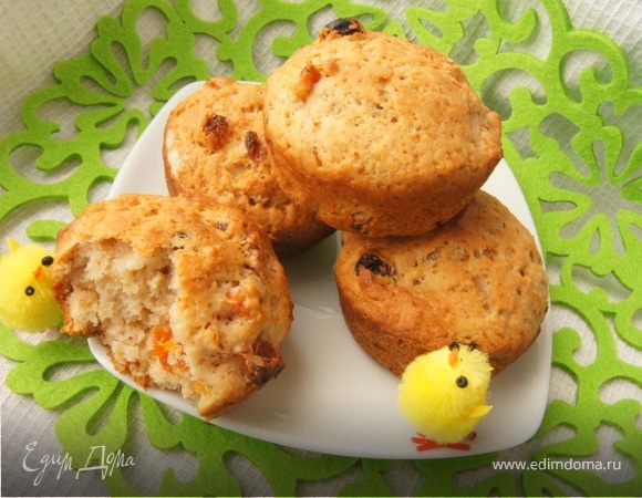Постные кексы с курагой и изюмом Постные кексы с курагой и изюмом