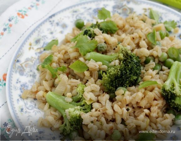 Перловое ризотто с зелеными овощами Перловое ризотто с зелеными овощами