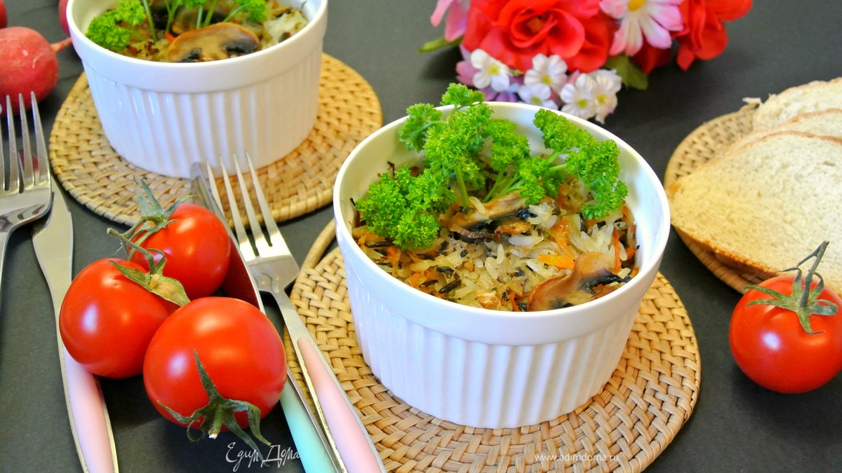 Запеканка из рисового микса с овощами