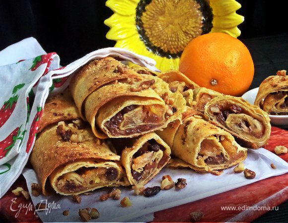 Ленивый апельсиновый штрудель из тортильи Ленивый апельсиновый штрудель из тортильи