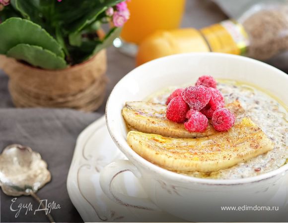 Многозерновая каша с запеченным бананом