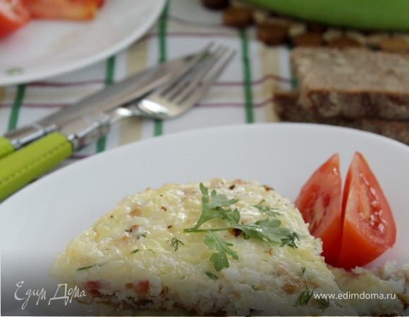 Фриттата с копченой куринной грудкой и рисом