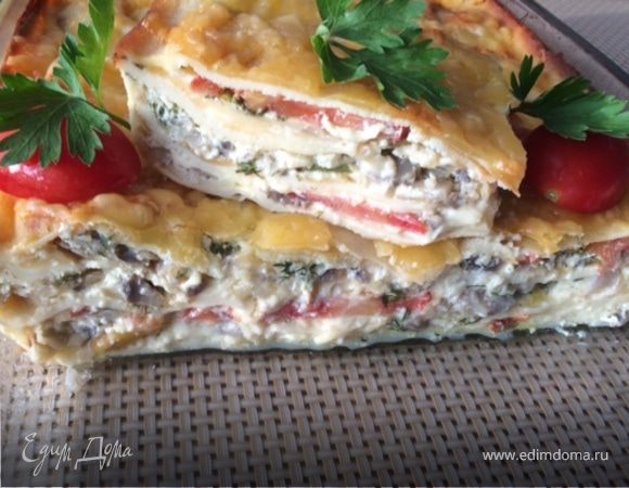 Блинная запеканка с грибами Блинная запеканка с грибами