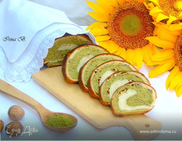 Хлеб с чаем матча и грецким орехом Хлеб с чаем матча и грецким орехом