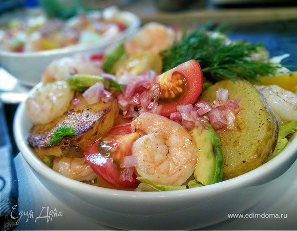 Салат с креветками и авокадо Салат с креветками и авокадо