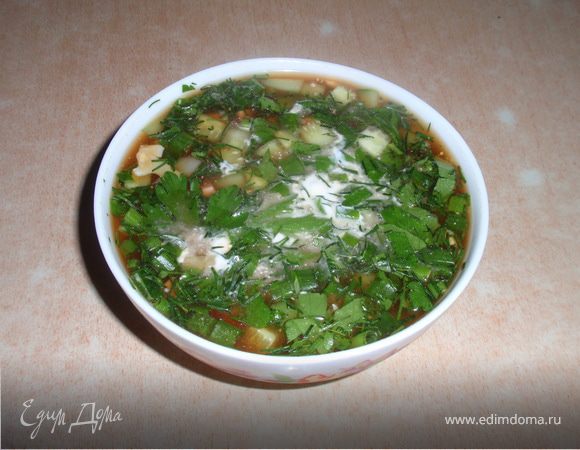 Окрошка на квасе и сметане Окрошка на квасе и сметане