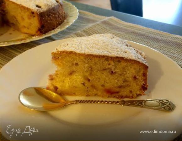 Кекс с персиками и малиной Кекс с персиками и малиной