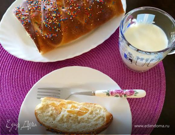 Коса с творогом и персиками Коса с творогом и персиками