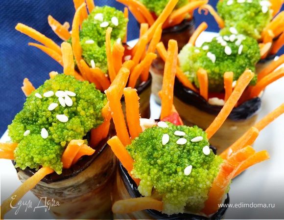 Рулетики из баклажанов с брокколи Рулетики из баклажанов с брокколи