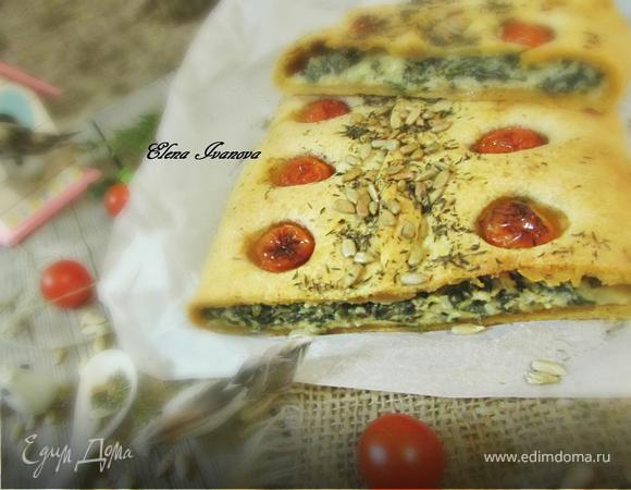 Красный пирог со шпинатом