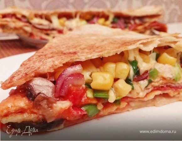 Многослойная экспресс-пицца на сковороде Многослойная экспресс-пицца на сковороде