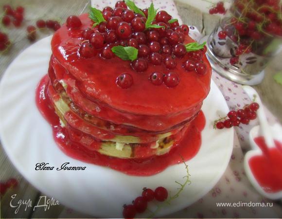 Панкейки с пшенными хлопьями и ягодным соусом
