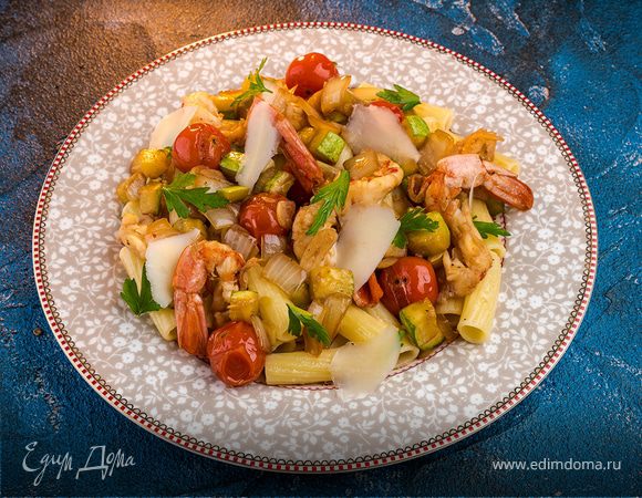 Паста с креветками и кабачками Паста с креветками и кабачками