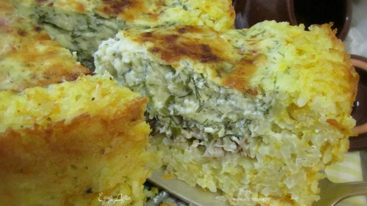 Рисовый пирог со скумбрией