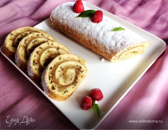 Быстрый яблочный рулет к чаю Быстрый яблочный рулет к чаю