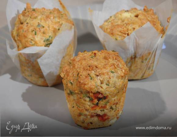 Миндально-творожные маффины со шнитт-луком Миндально-творожные маффины со шнитт-луком