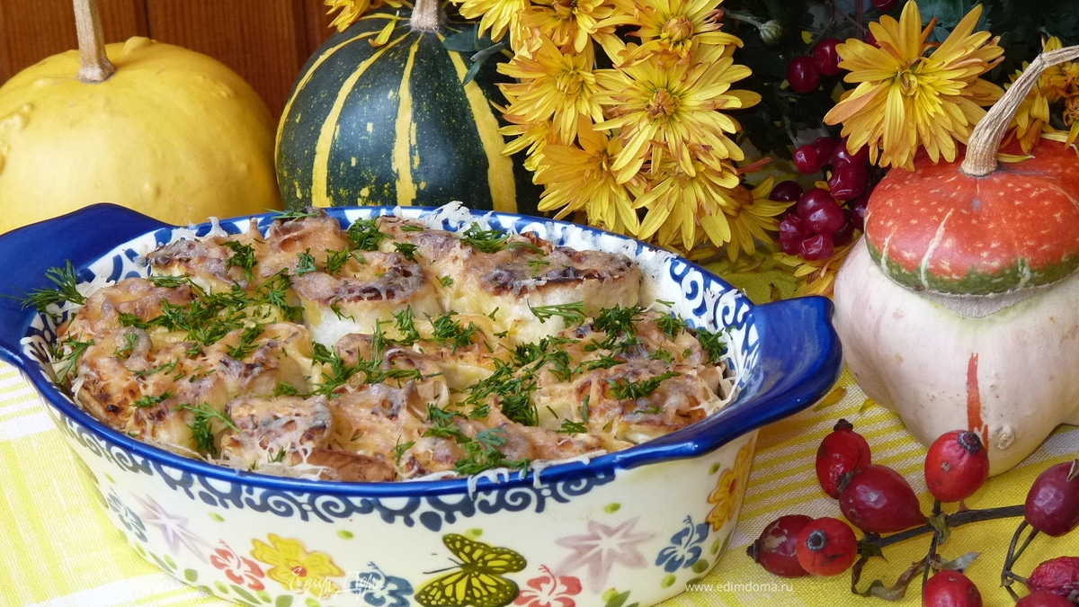 Ленивый отрывной пирог из лаваша с брынзой и тыквой