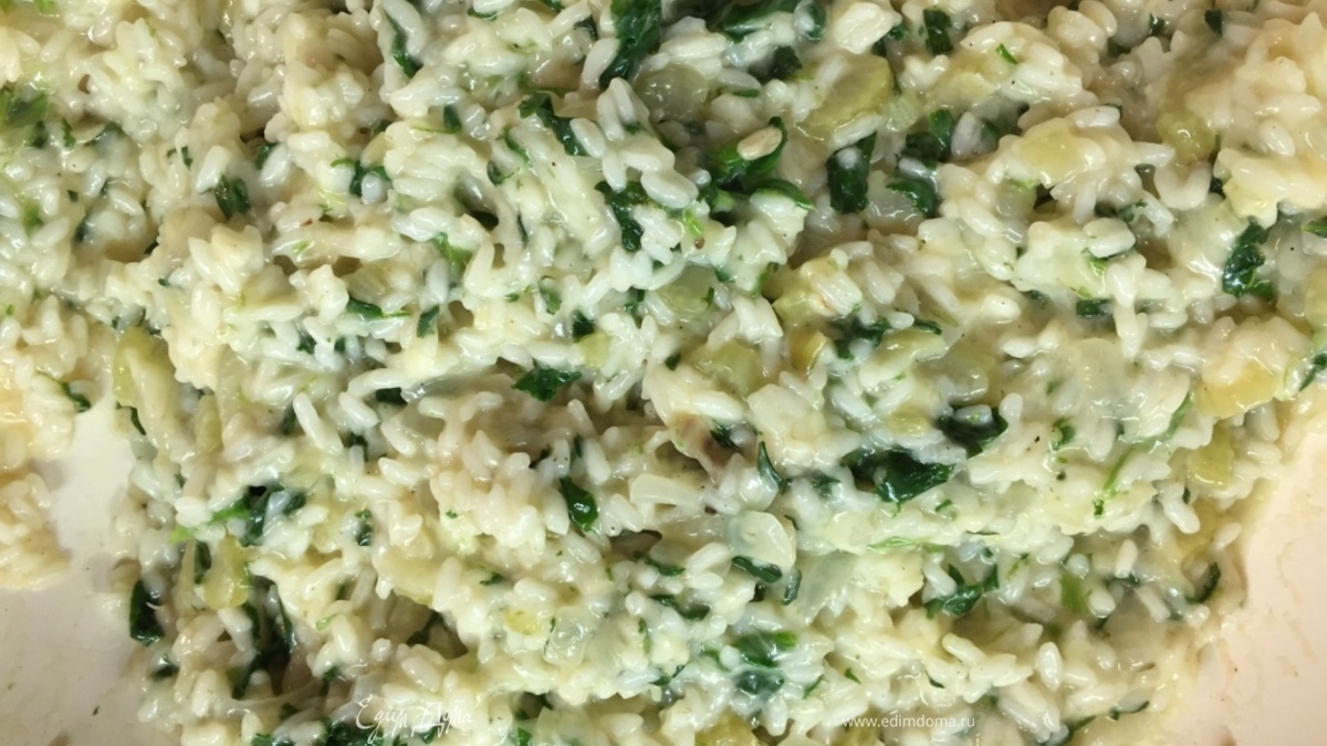 Ризотто со шпинатом и козьим сыром