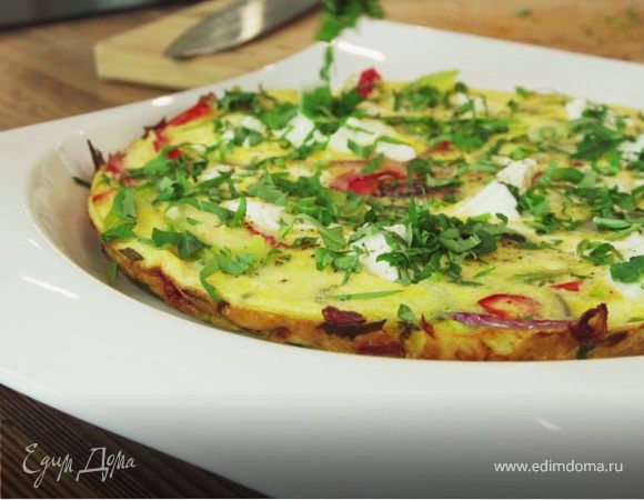 Фриттата со сладким перцем и фетой Фриттата со сладким перцем и фетой